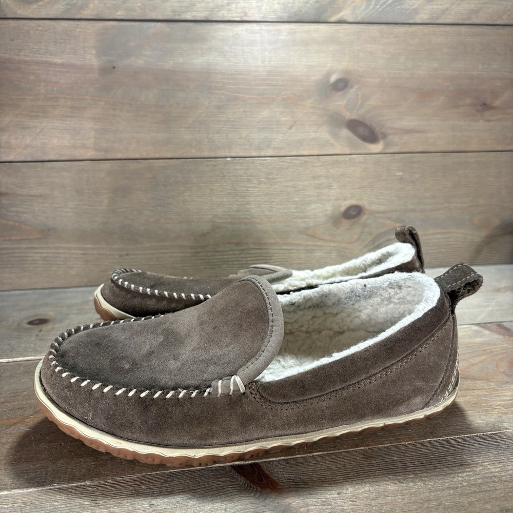 ll bean mountain womens size 6 shoes suede sherpa lined comfort slippers